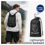 20L Hiking-Daypack Lightweight Foldable Travel Packable Backpack for Camping Cycling Outdoor, Black