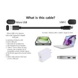 3FT USB C to Micro USB Data & Charge Cable - Micro for Old/Phones, Smartphones, Cameras, Headphones, USB-C Compatible with MacBook, iPhone 15, Samsung, LG, Moto, PC/Laptop with a USB-C Port - Retail: 