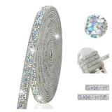 4-Yard Rhinestone Ribbon Self Adhesive Crystal Rhinestones, 4-Yards Bedazzling Strips, Rhinestone Strips for DIY Craft, Rhinestones for Crafting, Home Decor, AB Crystals Color, 0.4inch Width - Retail: