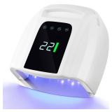 NailFace Rechargeable UV LED Nail Lamp, 96W Cordless Nail Dryer Wireless UV Gel Nail Polish Curing Light with 42 Beads LCD Smart Sensor 4 Timer Settings - Retail: $66