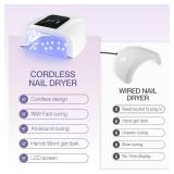 NailFace Rechargeable UV LED Nail Lamp, 96W Cordless Nail Dryer Wireless UV Gel Nail Polish Curing Light with 42 Beads LCD Smart Sensor 4 Timer Settings - Retail: $66