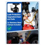 Hand Fuel Transfer Pump with Leakproof Clamps - Versatile Manual Siphon for Gasoline, Oil, Diesel, Antifreeze, Emergency Use for Car/Lawn Mower/Motorcycle/RV, Includes 3/4 NPT Brass Connector - Retail