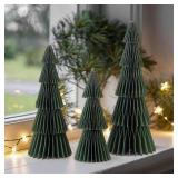 3 PCS Green Honeycomb Christmas Tree Christmas Table Decorations Centerpieces Indoor Reusable Vintage Thick 3D Paper Christmas Tree 8", 10", 12" Magnetic Minimalist Xmas Decorations for Home Party - R