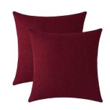 Decorative Burgundy Red Throw Pillow Covers Rustic Farmhouse Square Linen Burlap Soft Comfy Solid Cushion Couch Cases for Sofa Living Room (Set of 2, 20 x 20 Inches) - Retail: $19