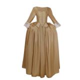 Age Musical Hamilton Cosplay Costume Elizabeth Schuyler Angelica Peggy Dress Colonial Dress-Apricot M - Retail: $37