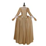 Age Musical Hamilton Cosplay Costume Elizabeth Schuyler Angelica Peggy Dress Colonial Dress-Apricot M - Retail: $37