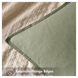 Decorative Linen Euro Sham Pillow Covers 26x26 Sage Green Boho Farmhouse Neutral Spring Couch Throw Pillows for Bed Pack of 2 Accent Modern Pillowcase Summer Sofa Livingroom Home Decor - Retail: $32