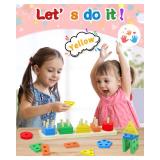Montessori Toys for 1 2 3 Years Old Boys Girls Birthday Gifts, Wooden Sensory Toys for Ages 2-4 Kids Baby, Toddler Easter Basket Stuffers Learning Toy Activities Puzzles Ages 1-3 - Retail: $10