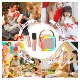 Mini Karaoke Machine for Kids Adults, 2026 TOP Birthday Gifts for Girls 3,4,5,6,7,8+Year Old Toddler Toys, Portable Bluetooth Speaker with 2 Wireless Karaoke Microphones Player Valentine Gifts(Rose) -