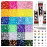 32500Pcs Rhinestones for Bedazzling, 3mm Bedazzler Kit with Flatback Rhinestones for Clothes Crafting Crafts Nails Clothing, Flat Back Resin Rainbow Colorful Colored Crystal with B 7000 Glue Clear - R
