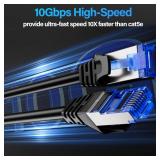 Cat6A Ethernet Cable Shielded 10Gbps 100 ft, Slim Shielded (F/UTP) Ethernet Cable Cat 6, Flexible 28AWG Bare Copper Cat6 Cable, Space-saving Cat 6a Network Cable for Server, Data Center, Black - Retai