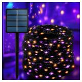 200LED Solar Halloween Lights 78FT Orange& Purple String Lights Solar Fairy Lights with 8 Modes Halloween Lights Outdoor Waterproof for Bedroom Patio Garden Party Yard Decoration