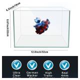 3 Gallon 12.6 L Fish Nano Glass Aquarium, with Separator Plate for Betta, Multi-Functional Square Fish Tank with Filter, LED Light, White 4mm Glass - Retail: $50"