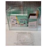 3 Gallon 12.6 L Fish Nano Glass Aquarium, with Separator Plate for Betta, Multi-Functional Square Fish Tank with Filter, LED Light, White 4mm Glass - Retail: $50"