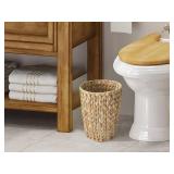 Wicker Trash Can, Small Bathroom Trash Can, Water Hyacinth Wicker Waste Basket for Bathroom, Boho Waste Basket for Bedroom, Home Office, Compact Spaces(2 Gallon Round) - Retail: $23