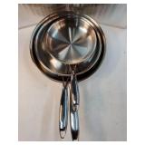 Tri-Ply Stainless Steel Frying Pans Set, 8"/10"/12" Cooking pans, PFOA&PTFE Free Skillet, Induction Cooking Pan, Dishwasher and Oven Safe, Fast & Even Heat, Heavy Duty and Detachable VISIBLE USE. - Re