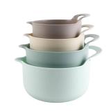 COOK WITH COLOR Nesting Plastic Mixing Bowl Set with Pour Spouts and Handles, Ombre Mint, 4 Piece Non-Slip - Retail: $24
