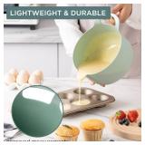 COOK WITH COLOR Nesting Plastic Mixing Bowl Set with Pour Spouts and Handles, Ombre Mint, 4 Piece Non-Slip - Retail: $24