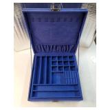 Velvet Jewelry Box Organizer for Women, 2 Layer Jewelry Display Storage Holder Case for Necklace Earrings Bracelets Rings -Navy - Retail: $31