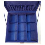 Velvet Jewelry Box Organizer for Women, 2 Layer Jewelry Display Storage Holder Case for Necklace Earrings Bracelets Rings -Navy - Retail: $31