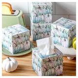 6 Pack Thanksgiving Pumpkin Facial Tissue Cube Boxes 2 Ply 480 Sheets Fall Paper Facial Square Disposable Tissues Cube Box Travel Size for Autumn Thanksgiving Home Bathroom Kitchen