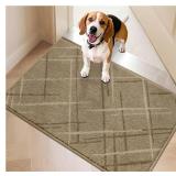 Front Door Mat Low Profile Non-Slip Doormat for Entryway, Absorbent Dirt Trapper Washable Entrance Mat, Sturdy Polyester Doormats (36x24", Beige) - Retail: $26"