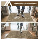 Front Door Mat Low Profile Non-Slip Doormat for Entryway, Absorbent Dirt Trapper Washable Entrance Mat, Sturdy Polyester Doormats (36x24", Beige) - Retail: $26"