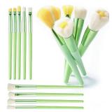 Cute Makeup Brushes for Girls, 14pcs Eye Detail Brush Set Premium Synthetic Super Soft Foundation Face Eyeshadow Lip Fan Brush Set for Kids Teens Women - Retail: $10