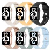 6 Pack Silicone Bands Compatible with Apple Watch Band 38mm 40mm 41mm 42mm 44mm 45mm 46mm 49mm Women Men, Soft Sport Strap Replacement Wristband for iWatch Series 11 10 9 8 SE 7 6 5 4 3 2 1 Ultra - Re