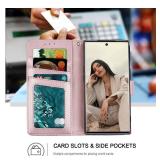 Wallet Case for Galaxy S22,[RFID Blocking] 3 Card Holder Stand with Credit Card Slot PU Leather Magnetic Protective Flip Cover for Galaxy S22 (Rose Gold) - Retail: $14