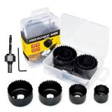 KATA 6PCS Hole Saw Kit 1-1/4 to 2-1/8"(32-54mm) Hole Saw Set in Case with Mandrels and Hex Key for Soft Wood, PVC Board, Plywood - Retail: $8"