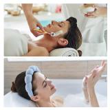Face Wash Headband, Set of 2 - Terry Cloth Spa Headbands for Washing Face or Facial, Puffy Makeup Headbands for Skincare, Mask, Hair Salon, Professional Use (Black & Blue) - Retail: $10