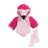 Infant Halloween Costumes Baby Flamingo Costume Hooded Faux Fur Flamingo Romper Animal Costume Cosplay Outfit(A-Pink Flamingo,0-6 Months) - Retail: $14