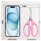 Pink Scissors for School Multipurpose Stylish: 5 inch - Comfort Grip - Stainless Steel - Scissors with Home - Office - for Cutting Paper - Open Envelopes - Cut Tape - Retail: $7