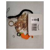 3 pcs Phone Charm with Gold Metal Chain Detachable Lanyard Hand Wrist Smartphone Strap Finger Grip Strap with 4 Patches Tether Cellphone Stand Holder Universal for iPhone 17 16 Pro Max Charms - Retail