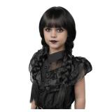 Long Braid Wig With Bangs Black Braided Wig Girls Halloween costume Wigs For Kids - Retail: $24
