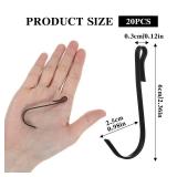 20 Pcs Shelf Hooks Grid Wall Hooks for Wire Shelving Accessories Stainless Steel J Hook for Hanging Sink Hanger for Kitchen Bedroom Office, Wire Hook Rack, Black - Retail: $6