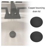 2PCS 66mm Copper Basin Waste Pop up Bathroom Sink Push Button Click Plug Sink Plug for Bathroom Kitchen Basins, Matte Black, ECSiNG_HP526