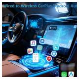 2025 Newly Upgraded Wireless CarPlay Adapter: Slim, Lightweight and Portable, Plug-and-Play. Easy to Operate with Stable Connection and no lag, Compatible with iPhone and Android Devices. - Retail: $3