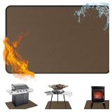Under Grill Mat for Outdoor Grill, 48x90 Inch Anti-Slip BBQ Floor Mats, Easy to Clean Reusable Fireproof Grill Pad, Oil-Proof Waterproof Protector for Indoor Fireplace Pit Mat Brown - Retail: $49