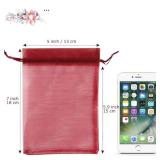 100pcs Organza Bags Burgundy Red, 5x7 inch Mesh Drawstring Gift Bags Jewelry Pouches for Christmas Candy Party Favor - Retail: $10