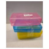 3 Pack Pencil Case, Large Hard Pencil Box Bulk, Clear Crayon Box Marker Pen Organizer, Plastic Storage Container with Snap Lid, Art Craft Organizer Back to School Supplies, Colorful - Retail: $10