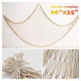Fish Net Decorations for Party, 2mm Natural Cotton Hawaiian Party Fish Net Decorative, Nautical Themed Cotton Fishnet Room Under The Sea Ocean Beach Party Decor (1) - Retail: $6