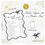 30 PCS Bridal Shower Games Card for 30 Guests Black Wavy Border Ribbon Bow Funny Wedding Bachelorette Party Games for Reception (He Said She Said) - Retail: $10