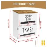 Liuceny 2 in 1 Trash Bag Dispenser, Double Wall Mounted,Wood Trash Bag Holder, used in kitchen, garage, laundry room, can store Environmentally friendly food bags and garbage bags (White) - Retail: $3