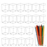 HaiFafafaing 20 Pcs Clear Acrylic Pen Holder for Desk, Makeup Brushes Holders, Modern Organizer Acrylic Pencil Holder Cups Bulk for Classroom School Desk Office Desktop Storage 4"x3"x3" - Retail: $28