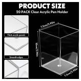 HaiFafafaing 20 Pcs Clear Acrylic Pen Holder for Desk, Makeup Brushes Holders, Modern Organizer Acrylic Pencil Holder Cups Bulk for Classroom School Desk Office Desktop Storage 4"x3"x3" - Retail: $28