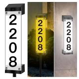 Tomskiko Solar House Numbers for Outside, Lighted Solar Address Sign Plaque Address Numbers for Houses Waterproof LED Solar Powered Address Sign with Stakes for Outside Home,Yard,Street (3000K-6000K) 