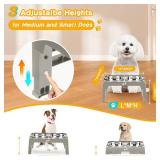 Elevated Dog Bowls for Small Dogs 3 Height Adjustable Raised Dog Bowl Stand with 25oz Stainless Steel Food Bowls Anti-Slip Small Dogs Feeder Adjusts to 7.5", 6", 2.75", Light Brownish Gray - Retail: $