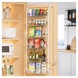 Delamu Over the Door Pantry Organizer, 6-Tier Pantry Organizers and Storage, Metal Cabinet Door Organizer, Hanging Spice Rack Shelves for Home & Kitchen, D5 x W18 x H50 inch, White - Retail: $37